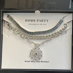 Bomb Party Silver Necklace Set
